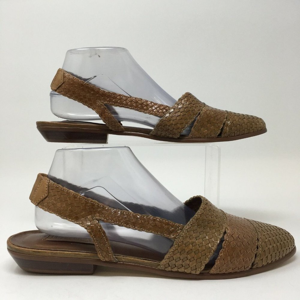 Ipanema Sandal Womens 11M Brown Slingback Flats Woven Leather Almond Toe Casual